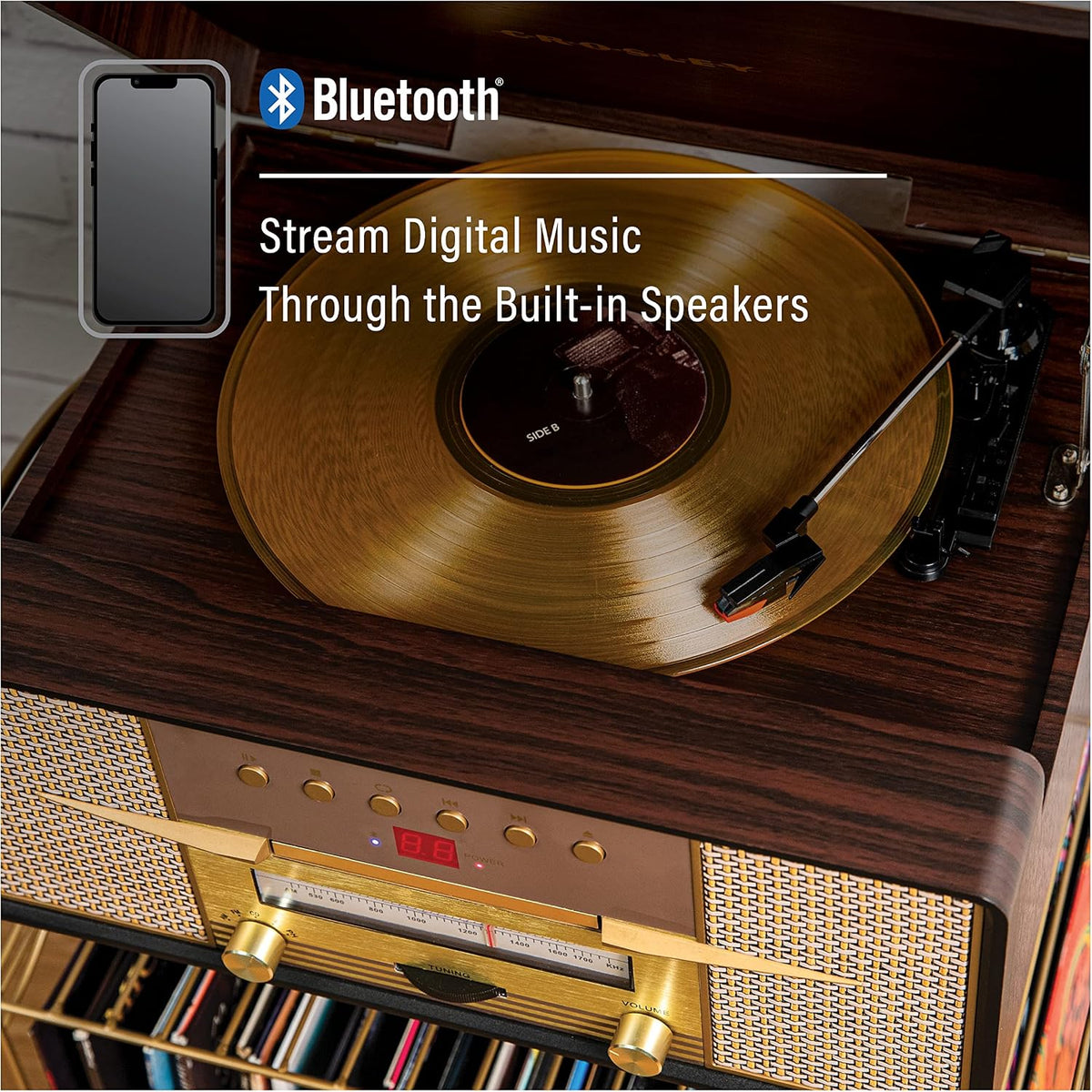CR7016A-MA Rhapsody 7-In-1 Record Player, Mahogany