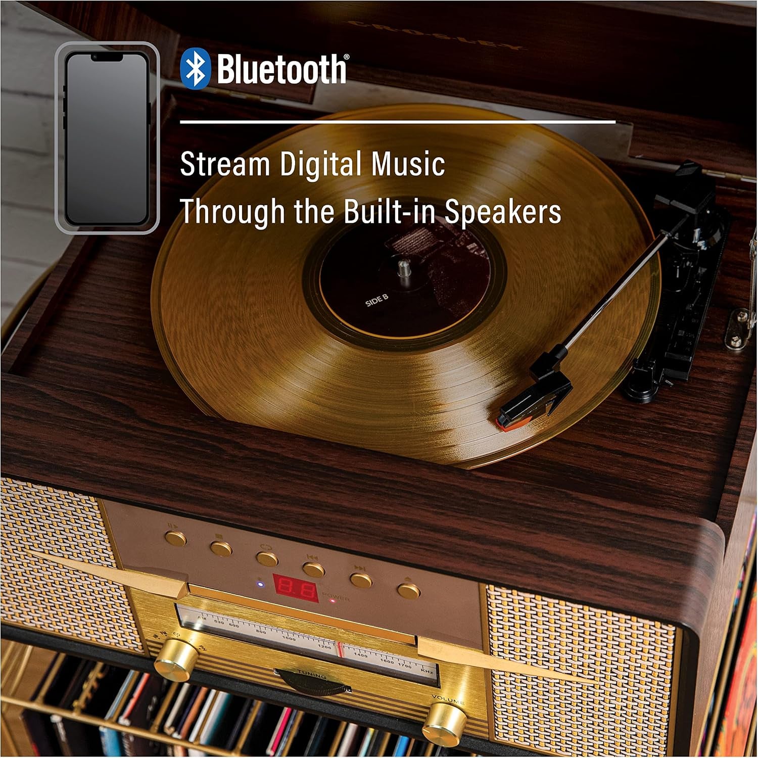 CR7016A-MA Rhapsody 7-In-1 Record Player, Mahogany
