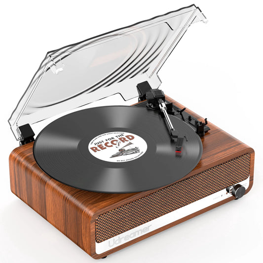 Vinyl Record Player with Speakers,Vinyl Player Turntables for Vinyl Records(Tocadiscos De Vinilo),Bluetooth Turntable,Brown