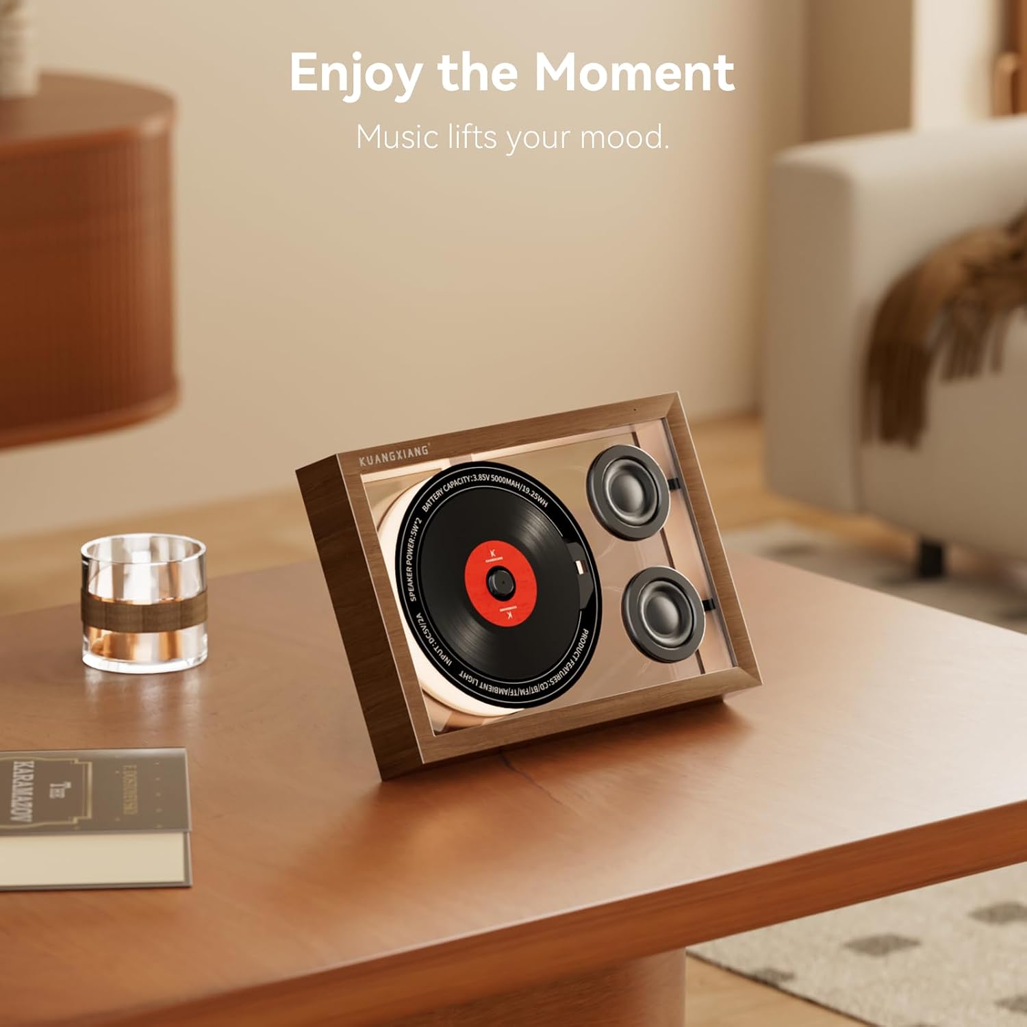 Portable CD Players for Home, Retro Photo Frame Music Player, 5.4 Bluetooth Speaker FM Radio, Retro CD Player with Speakers Light, Desktop Wall CD Player Portable Speaker Built-In Mic Remote Control