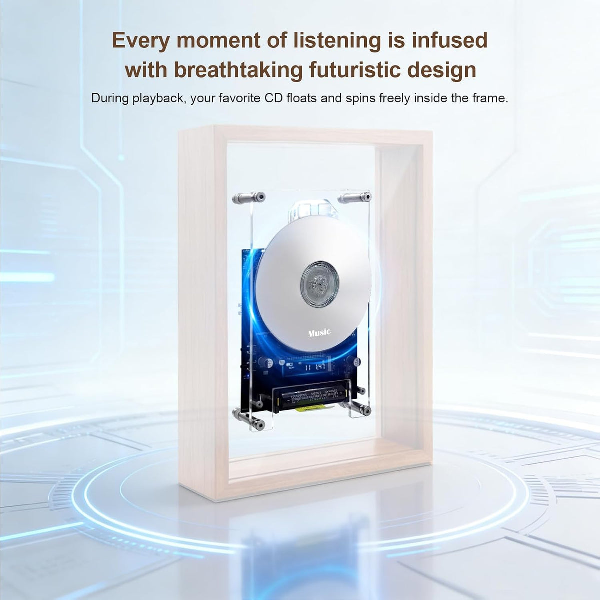 Retro Music Photo Frame CD Player, Wall‑Mount & Desktop 2‑Way Installation, Requires External Speakers, Digital Screen with Remote Control, Excludes Discs, Perfect Holiday Present