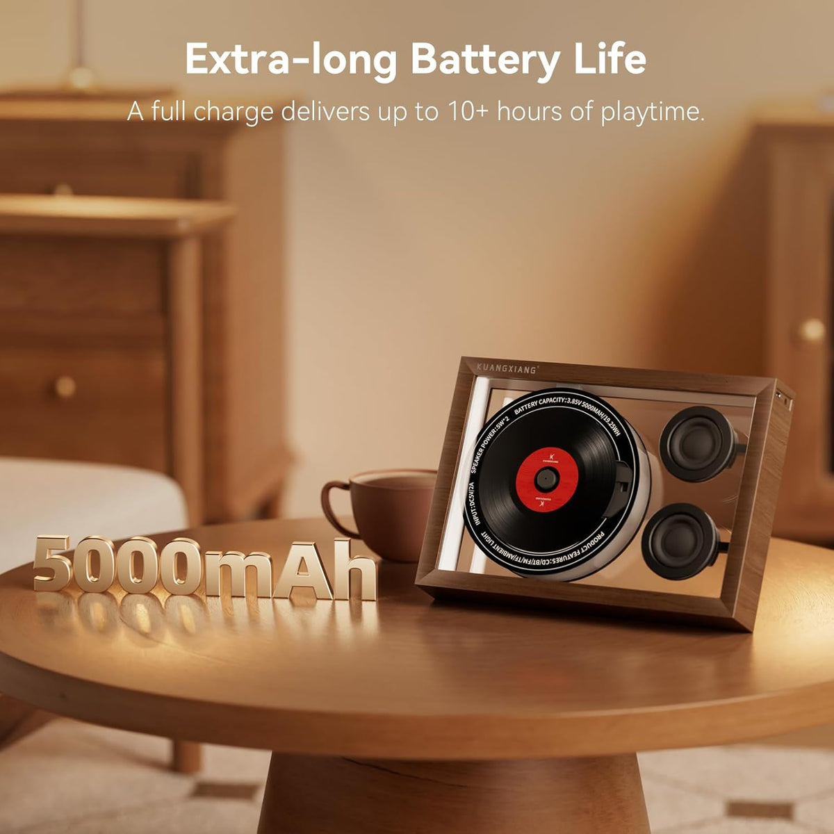 Portable CD Players for Home, Retro Photo Frame Music Player, 5.4 Bluetooth Speaker FM Radio, Retro CD Player with Speakers Light, Desktop Wall CD Player Portable Speaker Built-In Mic Remote Control