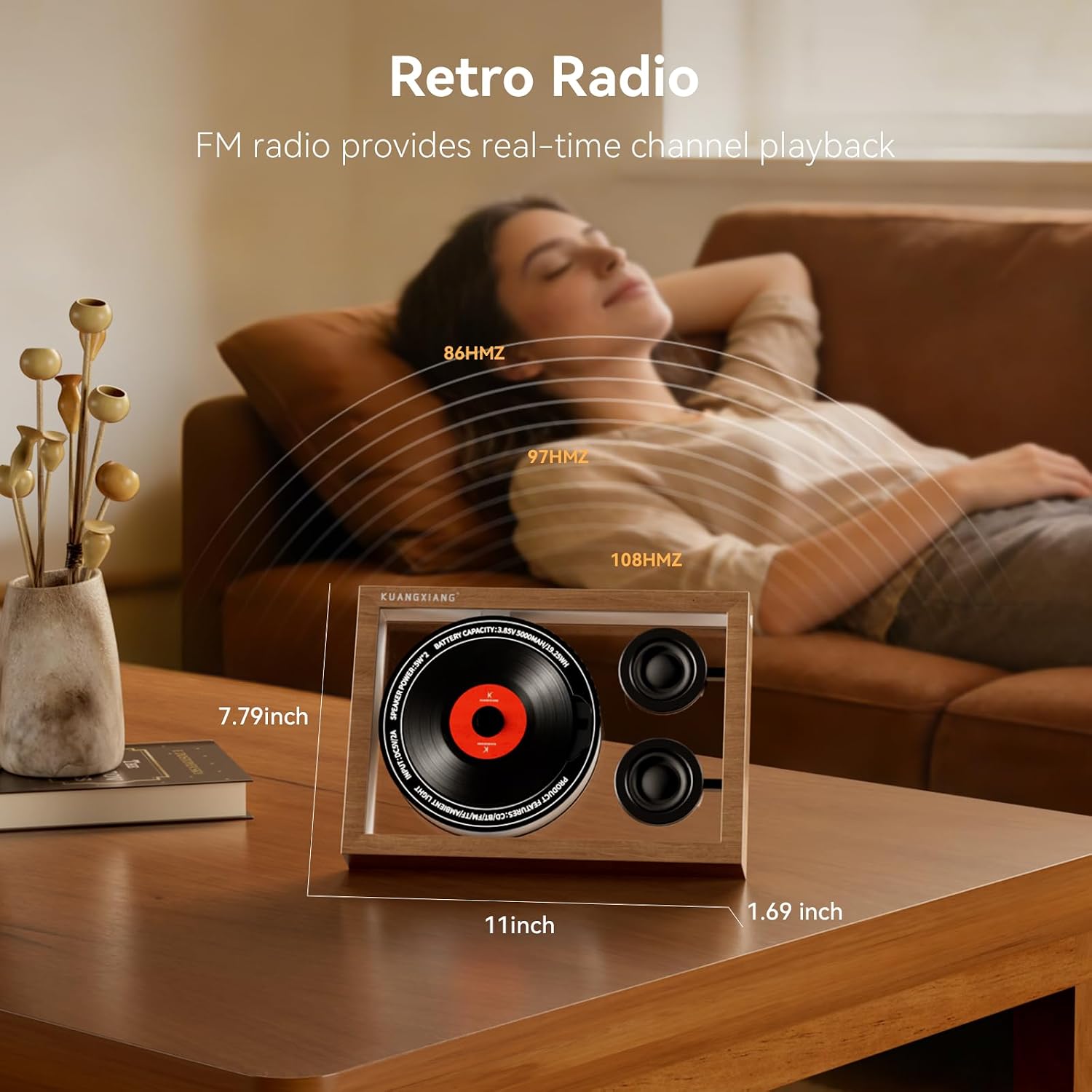 Portable CD Players for Home, Retro Photo Frame Music Player, 5.4 Bluetooth Speaker FM Radio, Retro CD Player with Speakers Light, Desktop Wall CD Player Portable Speaker Built-In Mic Remote Control
