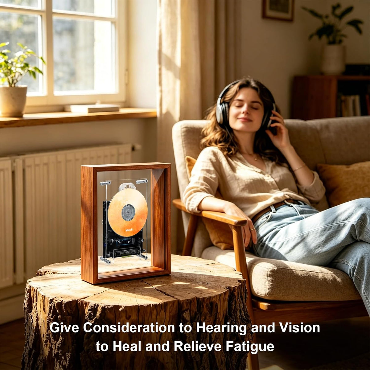 Retro Music Photo Frame CD Player, Wall‑Mount & Desktop 2‑Way Installation, Requires External Speakers, Digital Screen with Remote Control, Excludes Discs, Perfect Holiday Present