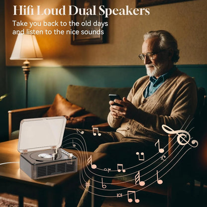 CD Player with Hifi Stereo Sound Vintage CD Player Bluetooth CD Raido Player with Speakers & FM Radio Retro Support USB & AUX Playback for Audio Books