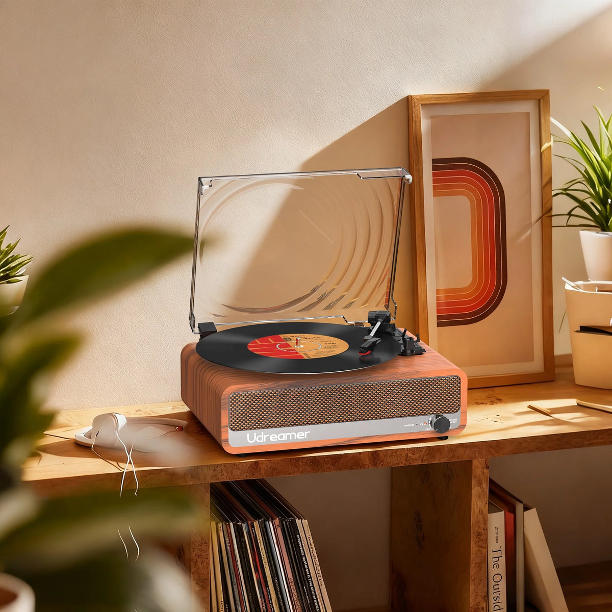 Vinyl Record Player with Speakers,Vinyl Player Turntables for Vinyl Records(Tocadiscos De Vinilo),Bluetooth Turntable,Brown