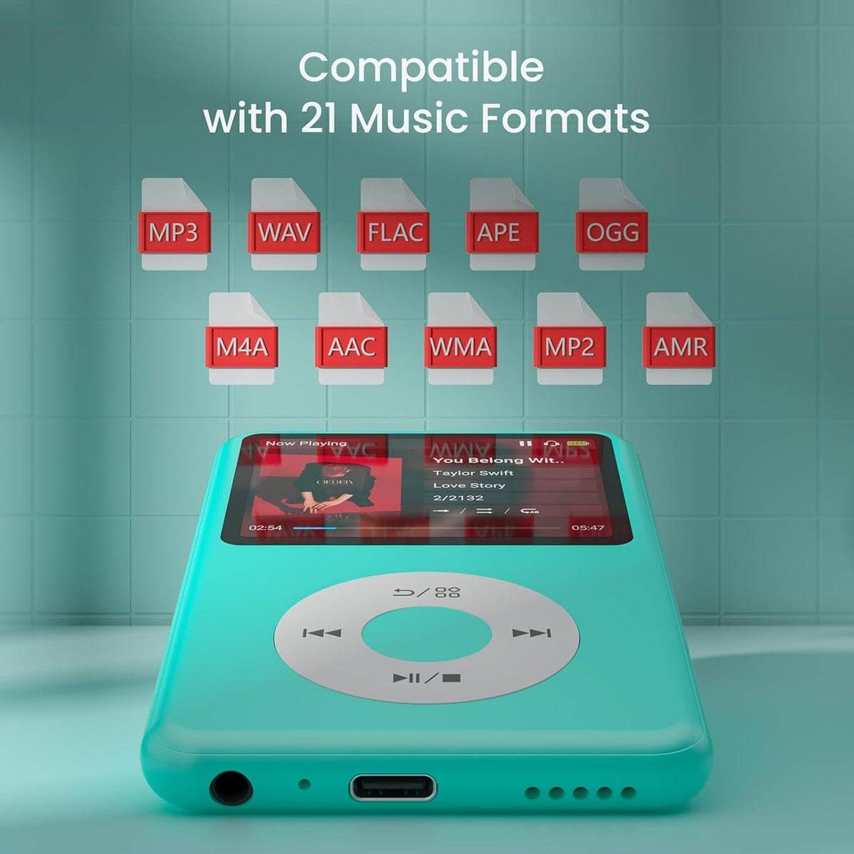 MP3 Player with Bluetooth Y1 128GB Video EBOOK Green
