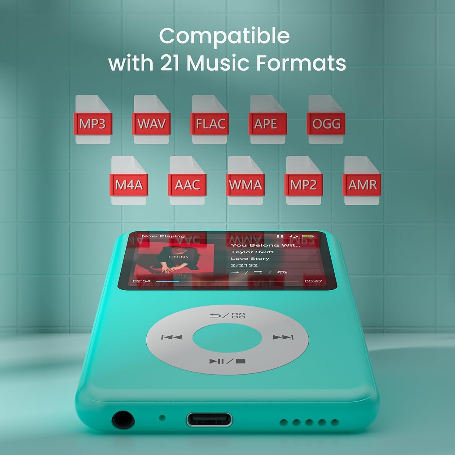 MP3 Player with Bluetooth Y1 128GB Video EBOOK Green