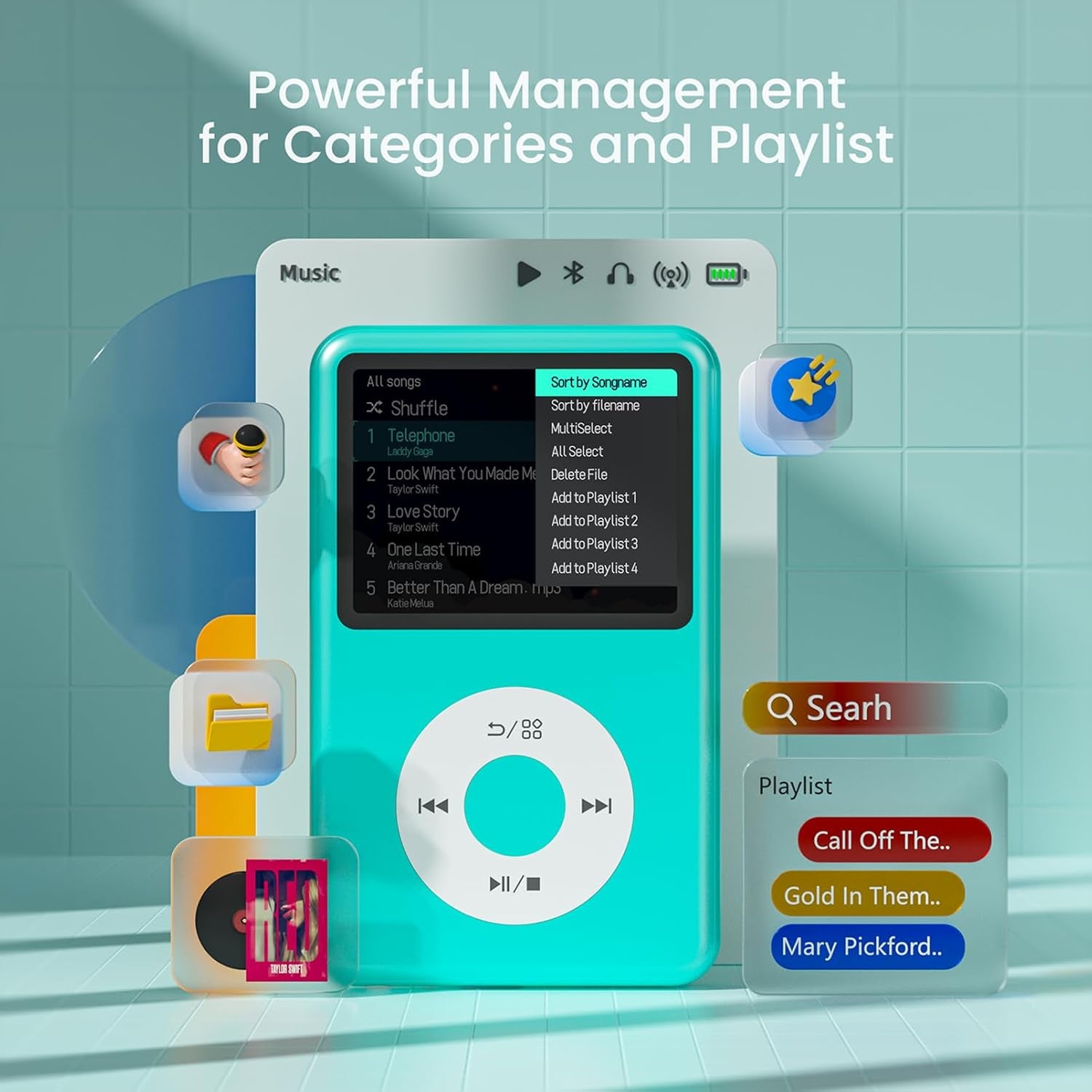 MP3 Player with Bluetooth Y1 128GB Video EBOOK Green