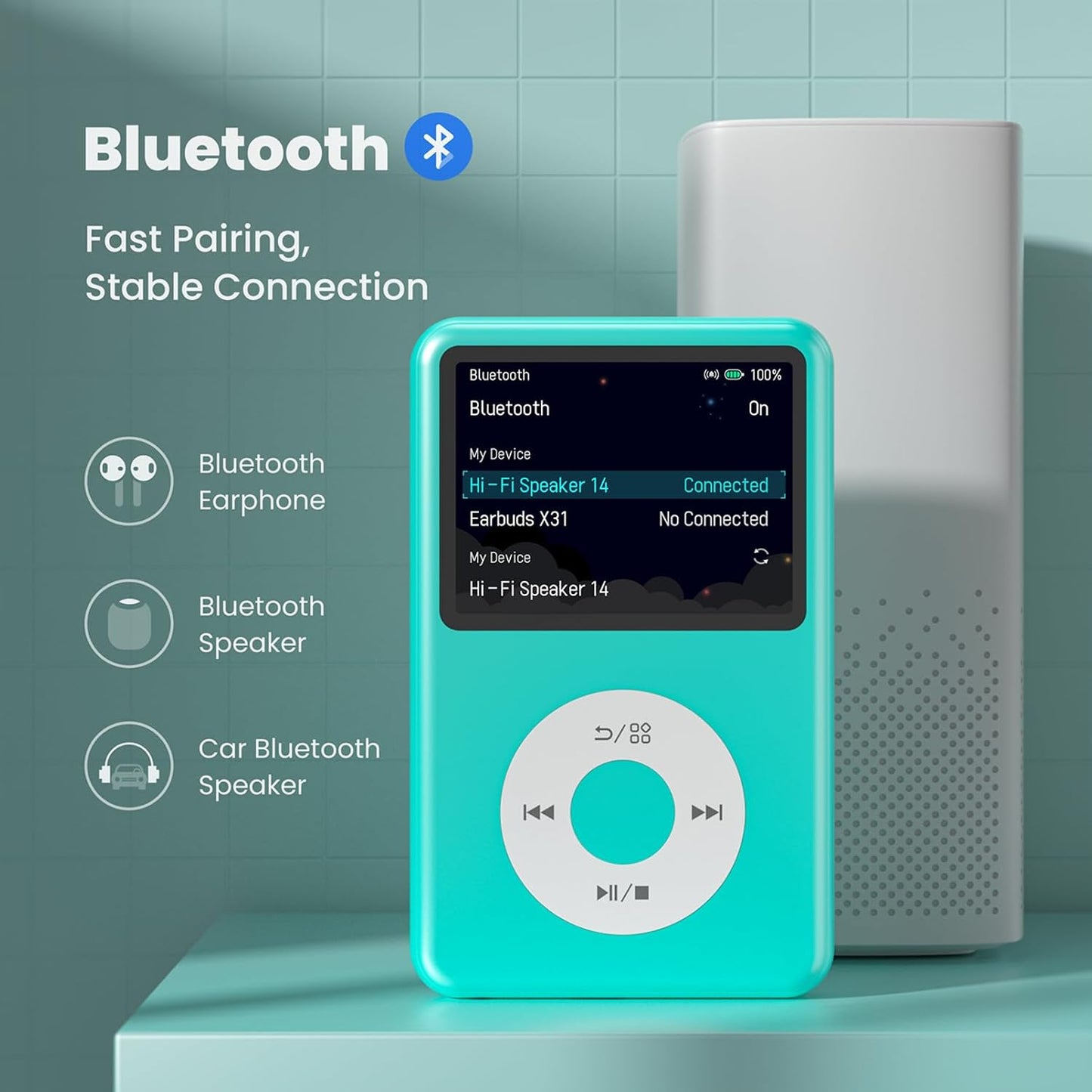 MP3 Player with Bluetooth Y1 128GB Video EBOOK Green